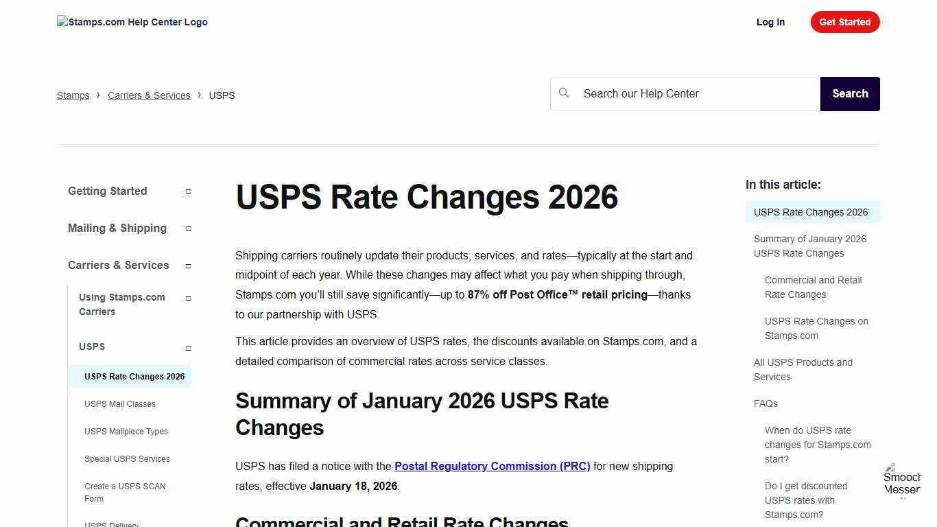 USPS Rate Changes 2026 – Stamps