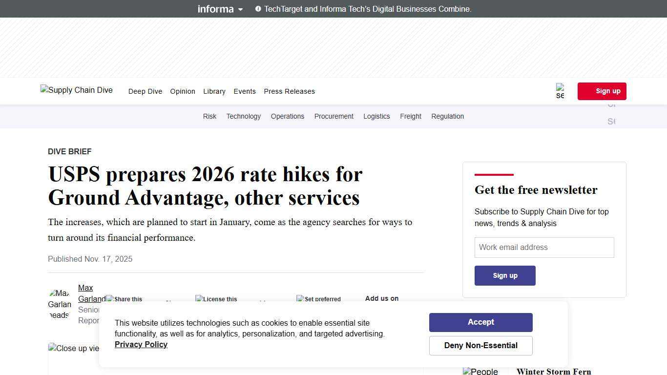 USPS prepares 2026 rate hikes for Ground Advantage, other services Supply Chain Dive